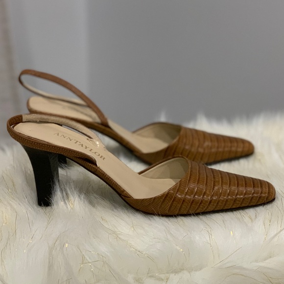 Ann Taylor Shoes - Ann Taylor brown genuine leather slingbacks 6.5M